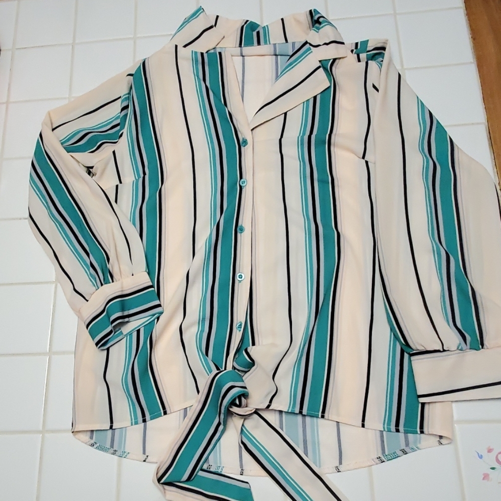Ladies tie front blouse